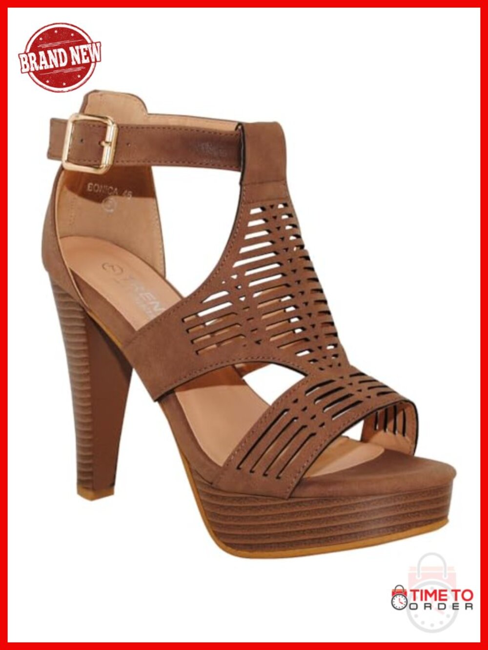 Open Toe Ankle Strap Stacked Heel Cutout Western Bootie Sandal Synthetic Faux